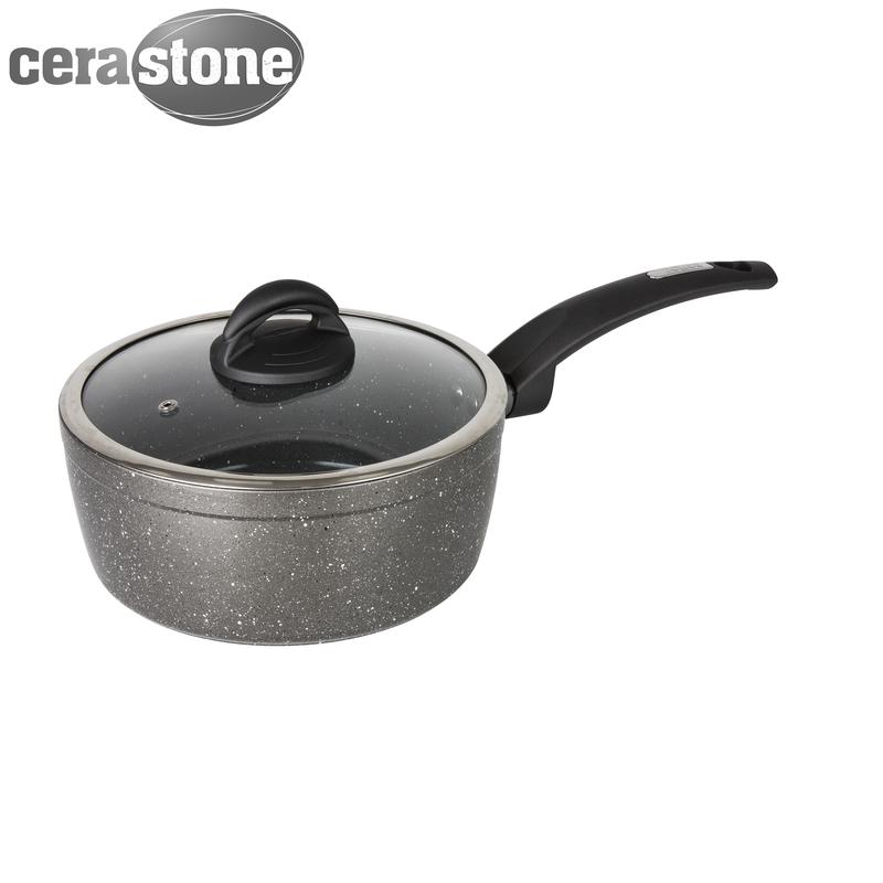 Tower Saucepan Set, Cerastone, Forged Aluminium with Easy Clean Non-Stick  Ceramic Coating, Graphite, 3 Piece